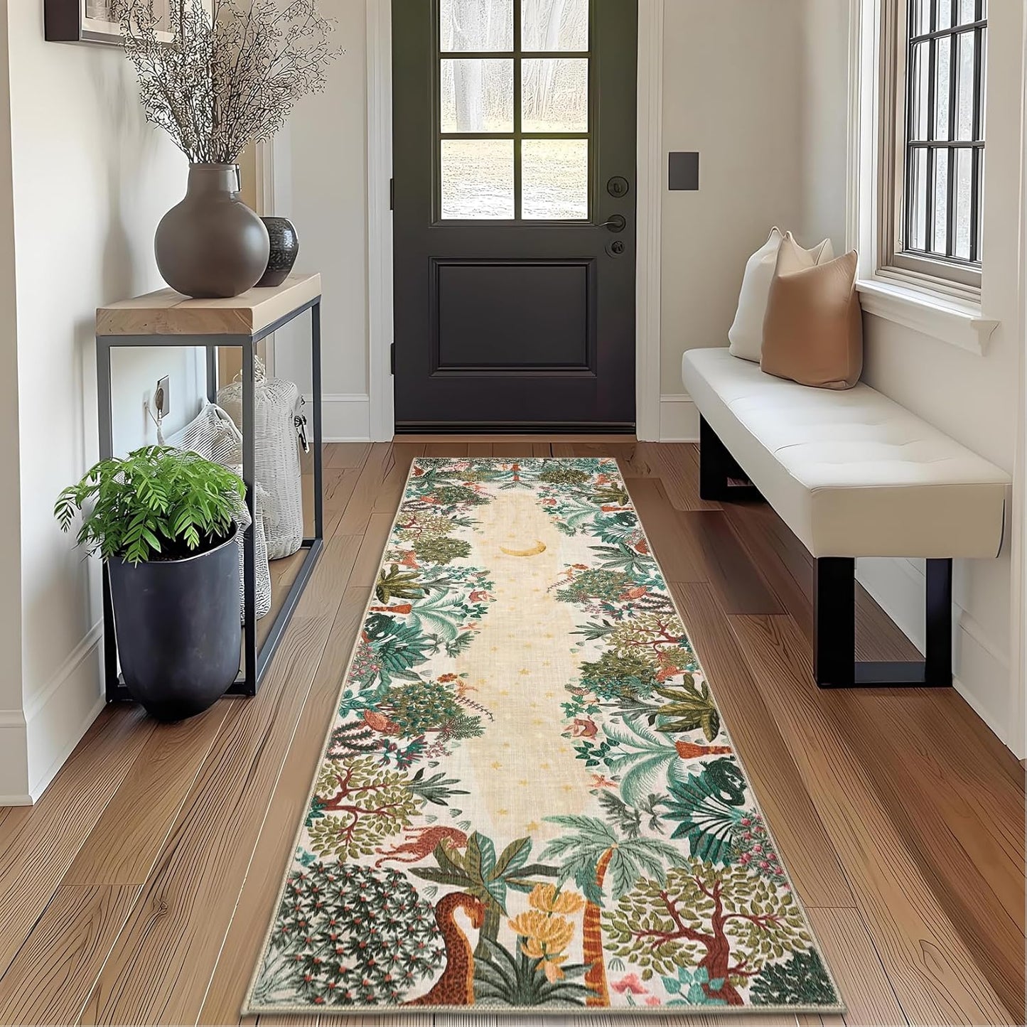 GarveeHome 4x6 Washable Area Rug for Kids Room, Jungle Animal Soft Bedroom Rug Non Slip Low Pile Small Carpet Stain Resistant Throw Rug for Bedside Playroom Classroom Office Dining Room