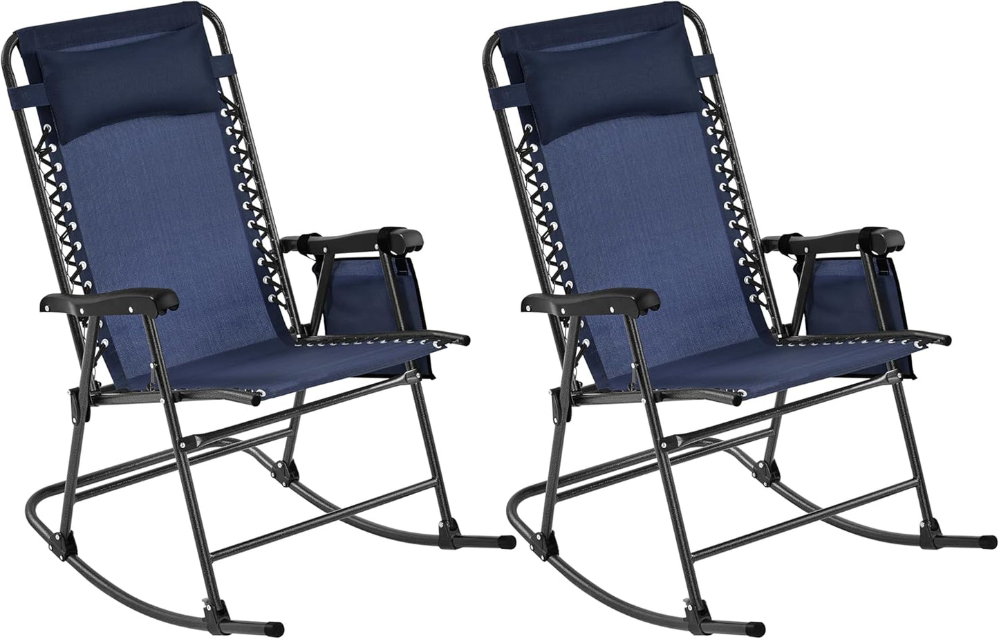 Yaheetech 26in Rocking Chair Outdoor Zero Gravity Folding Chairs Rocking Chairs Foldable Outdoor Reclining Lounge Chair for Outside Lawn with Cupholder/Pillow Ergonomic Design for Rest, Beige