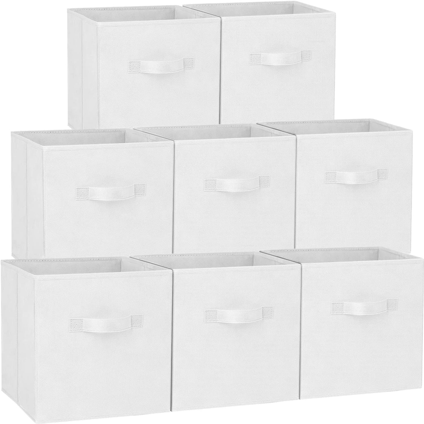 Criusia Storage Cubes - 11 Inch Heavy Duty Fabric Storage Bins for Shelves Closet Cube Organizer - 8 Pack Collapsible Cube Storage Bins Baskets for Clothes Blankets Toys - Nursery Organization (Beige)