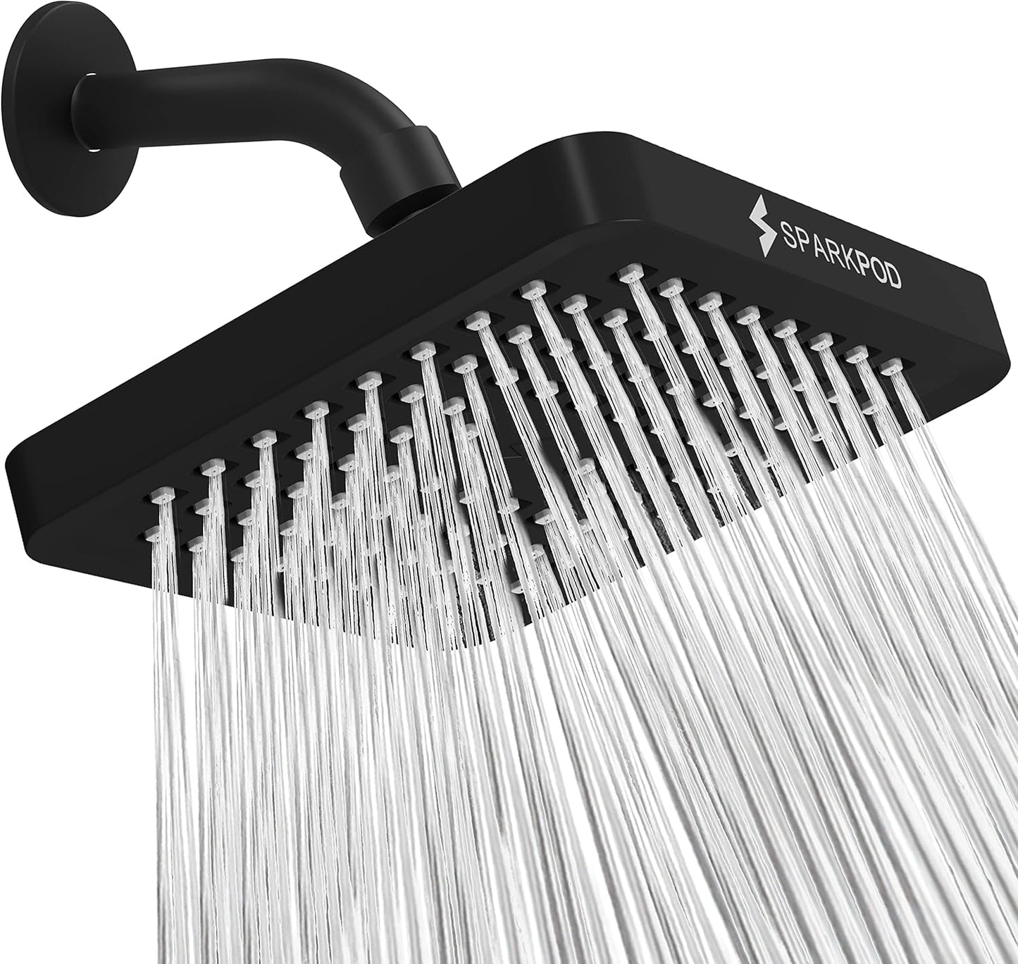 SparkPod Shower Head - High Pressure Rain - Premium Quality Luxury Design - Easy Clean Adjustable Replacement for Your Bathroom Shower Heads (Luxury Polished Chrome, 6 Inch Round)