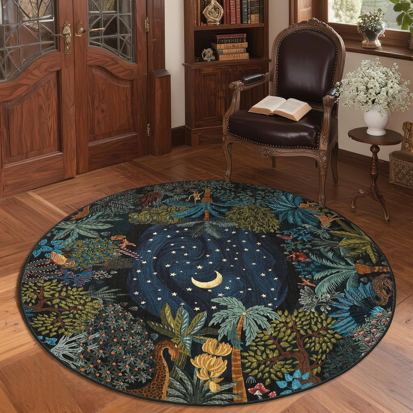 GarveeHome 4x6 Washable Area Rug for Kids Room, Jungle Animal Soft Bedroom Rug Non Slip Low Pile Small Carpet Stain Resistant Throw Rug for Bedside Playroom Classroom Office Dining Room