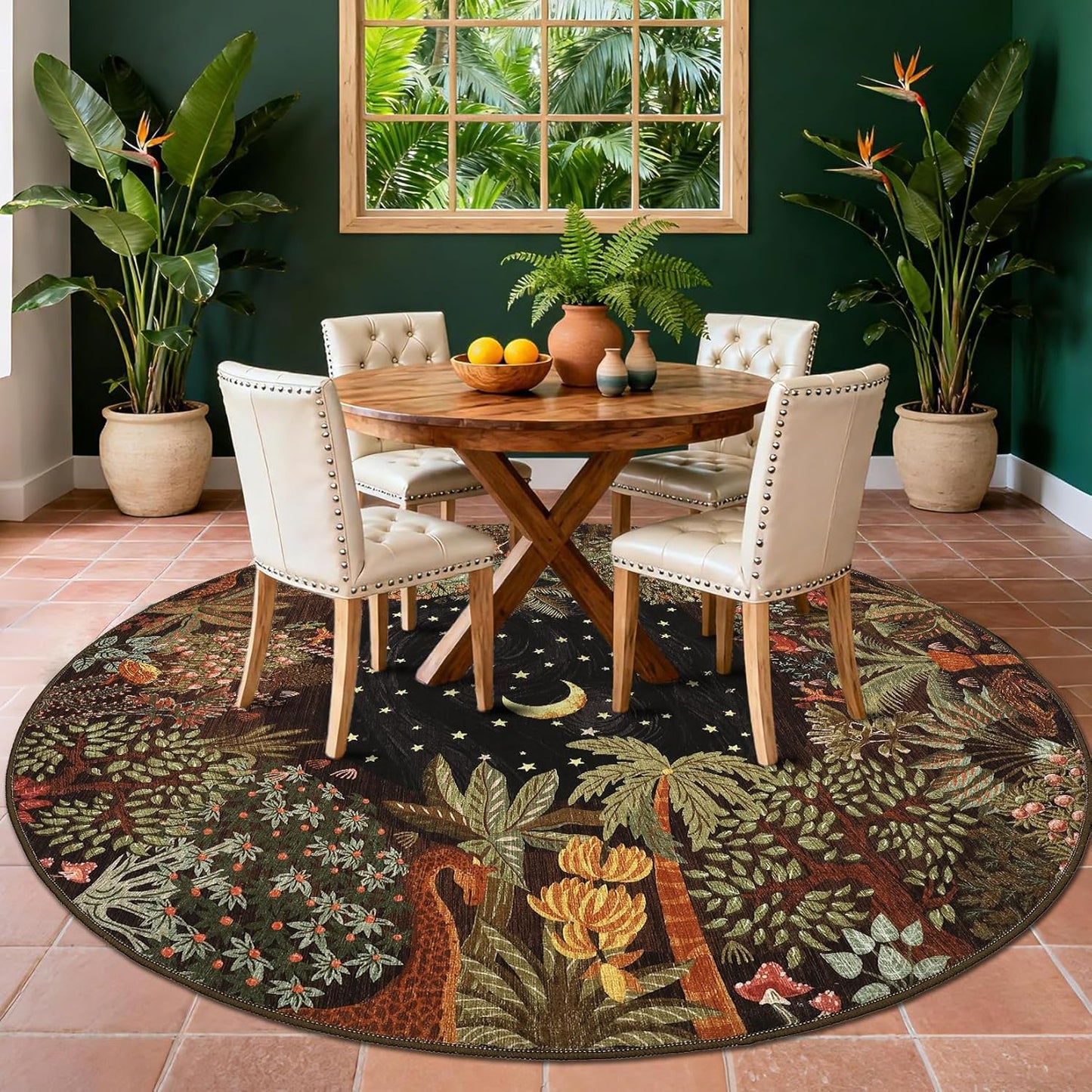 GarveeHome 4x6 Washable Area Rug for Kids Room, Jungle Animal Soft Bedroom Rug Non Slip Low Pile Small Carpet Stain Resistant Throw Rug for Bedside Playroom Classroom Office Dining Room