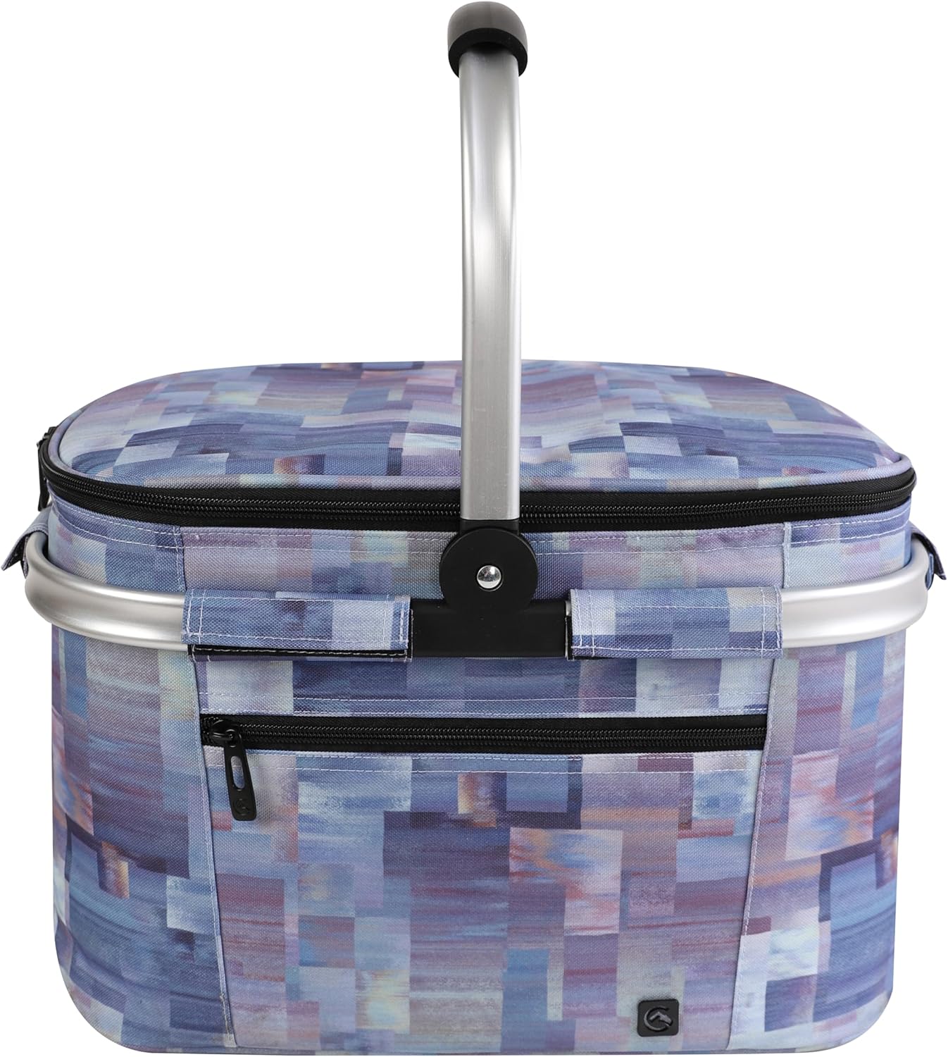 ALLCAMP Picnic Basket - Insulated Cooler, Thickening Foldable Picnic Basket with Removable Baskets & Sewn-in Frame, Basket for House Warming Gifts New Home(Blue White)