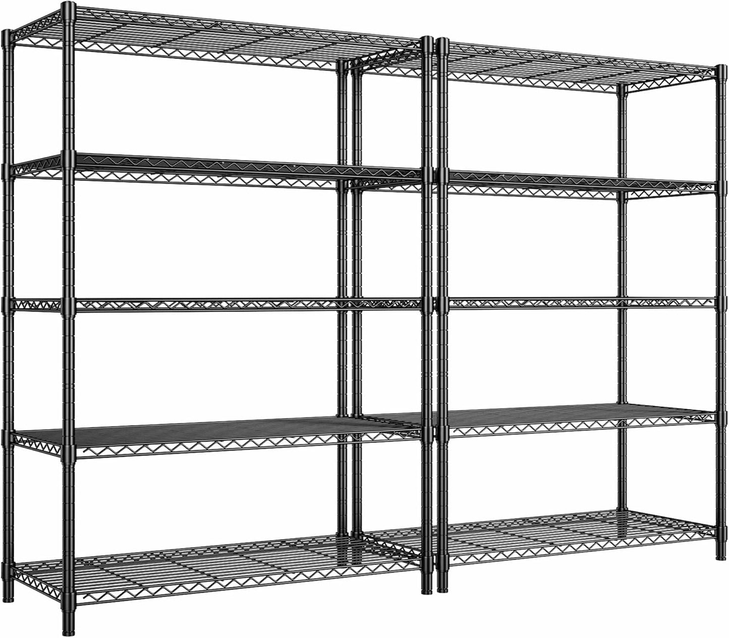 5 Tier Storage Shelves 71"H Wire Shelving Adjustable Metal Shelving,1000LBS Pantry Shelves Sturdy Steel Wire Shelf for Kitchen Commercial Pantry Garage Warehouse ,71"H X35.5"W X13.8"D, Black