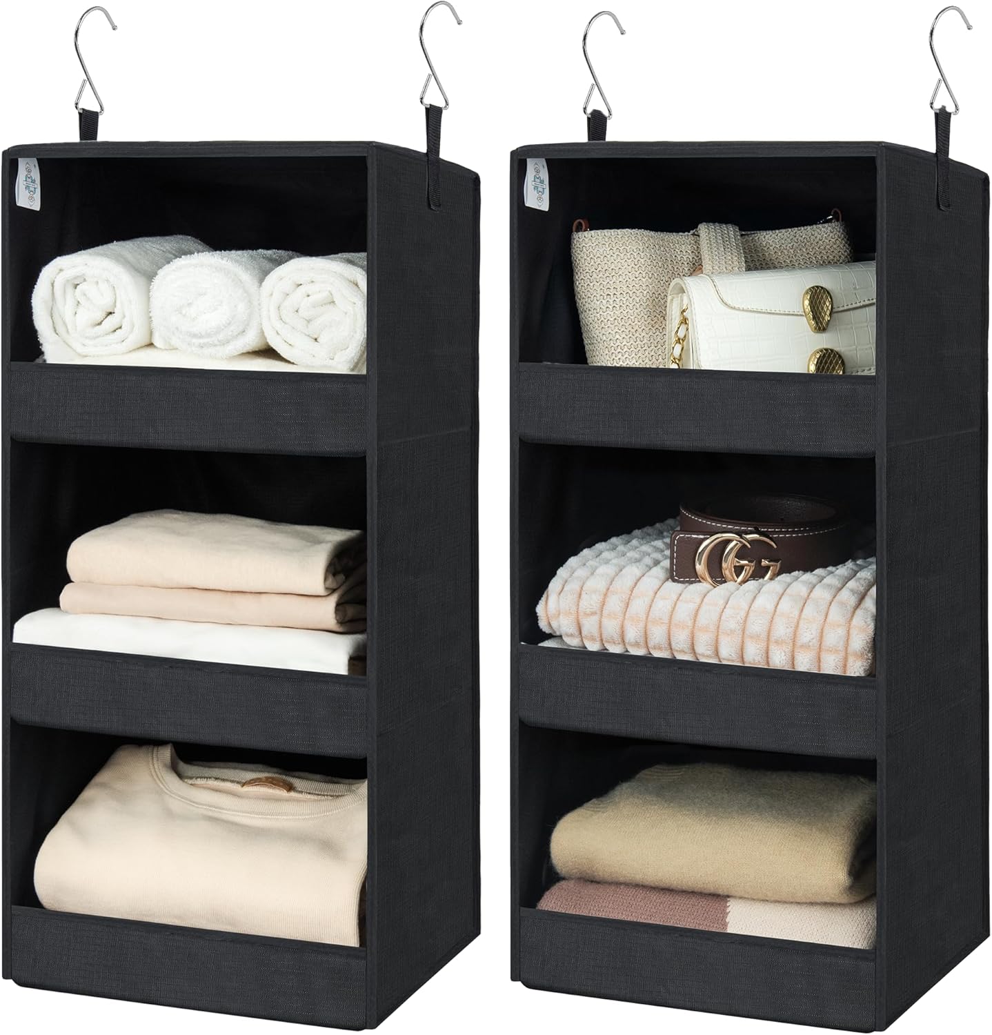 GRANNY SAYS 3-Shelf Hanging Closet Organizer and Storage, Collapsible Hanging Closet Shelves, Hanging Organizer for Closet & RV, Gray, 29 ½" H X 12" W X 12" D, 1-Pack