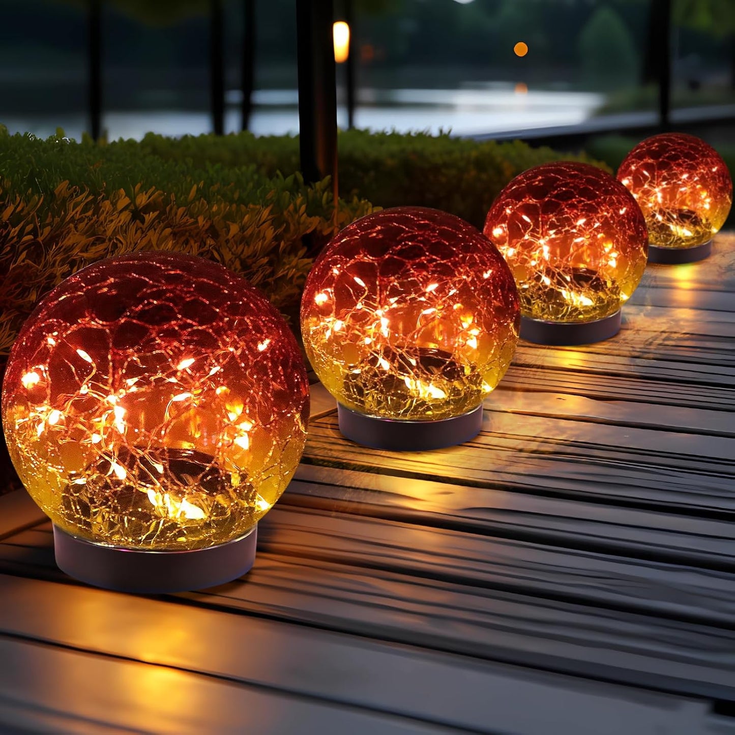 Solar Globe Lights Outdoor Waterproof-Solar Balls Garden-Cracked Glass Ball Solar Lights Outdoor-Solar Orbs Outside-Outdoor Decorations Patio & Yard Lawn Backyard Decor (GUO-XBQ-5-5-5)