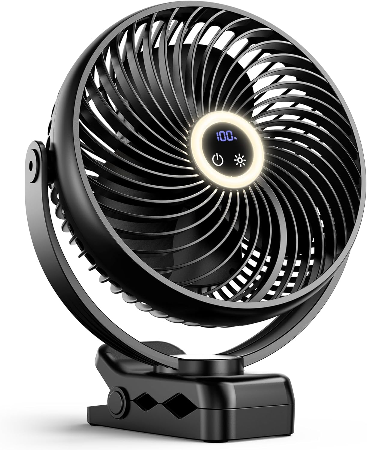 xasla 10000mAh Portable Rechargeable Clip on Fan, 8-inch Battery Operated, 4 Speeds, 24 Hours Work Time for Outdoor, Camping, Golf Cart, Home & Office Use (Blue)