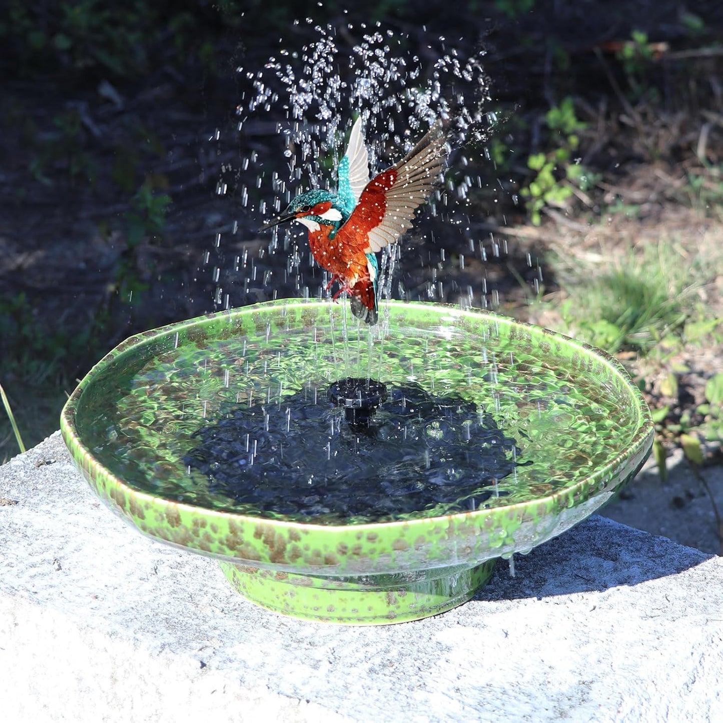 Solar Fountain Ceramic Bird Bath,Bird Bath for Outside,Outdoor Fountain BirdBaths,Garden and Home Décor.