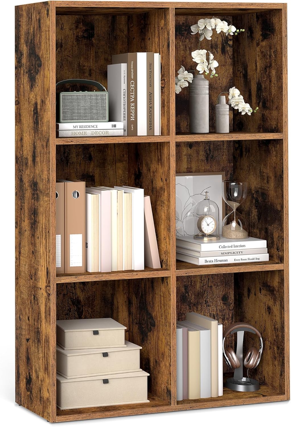 VASAGLE Bookcase, Bookshelf, Freestanding Storage Unit, 8 Open Compartments, Used Horizontally, Vertically, Upside Down, 11 x 35.4 x 39.4 Inches, for Living Room, Study, Office, Cloud White ULBC55WT