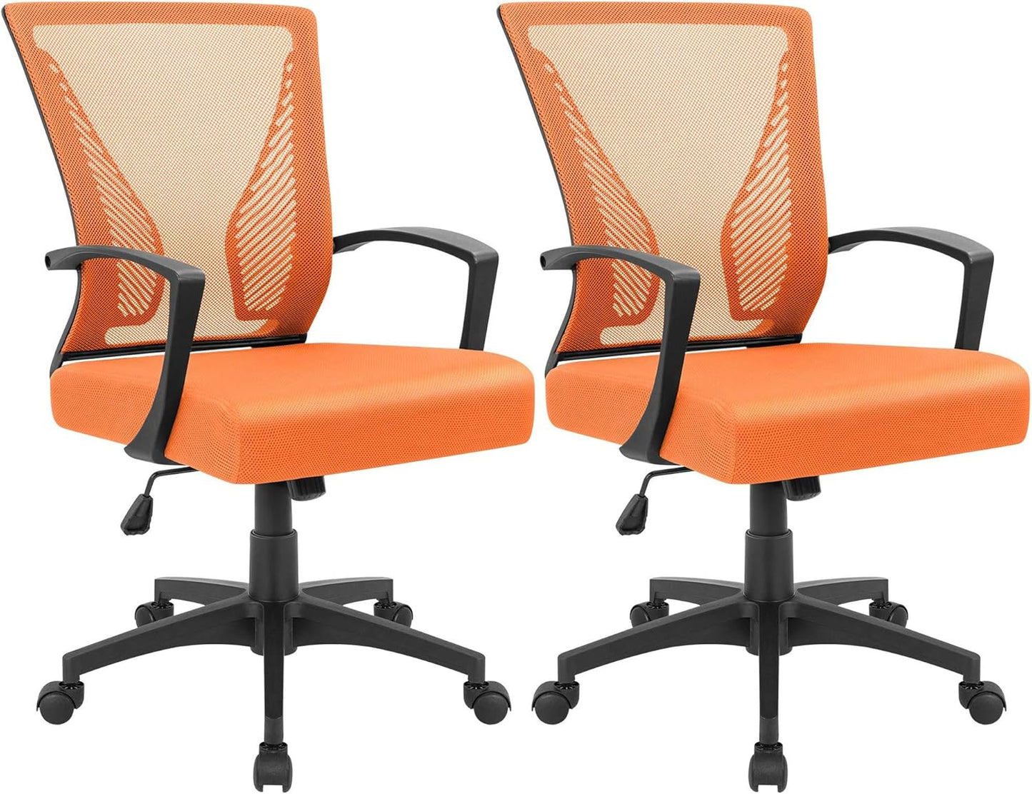 Furmax Office Chair Ergonomic Computer Desk Mesh Chair Mid Back Swivel Lumbar Support with Armrest (1, Black)