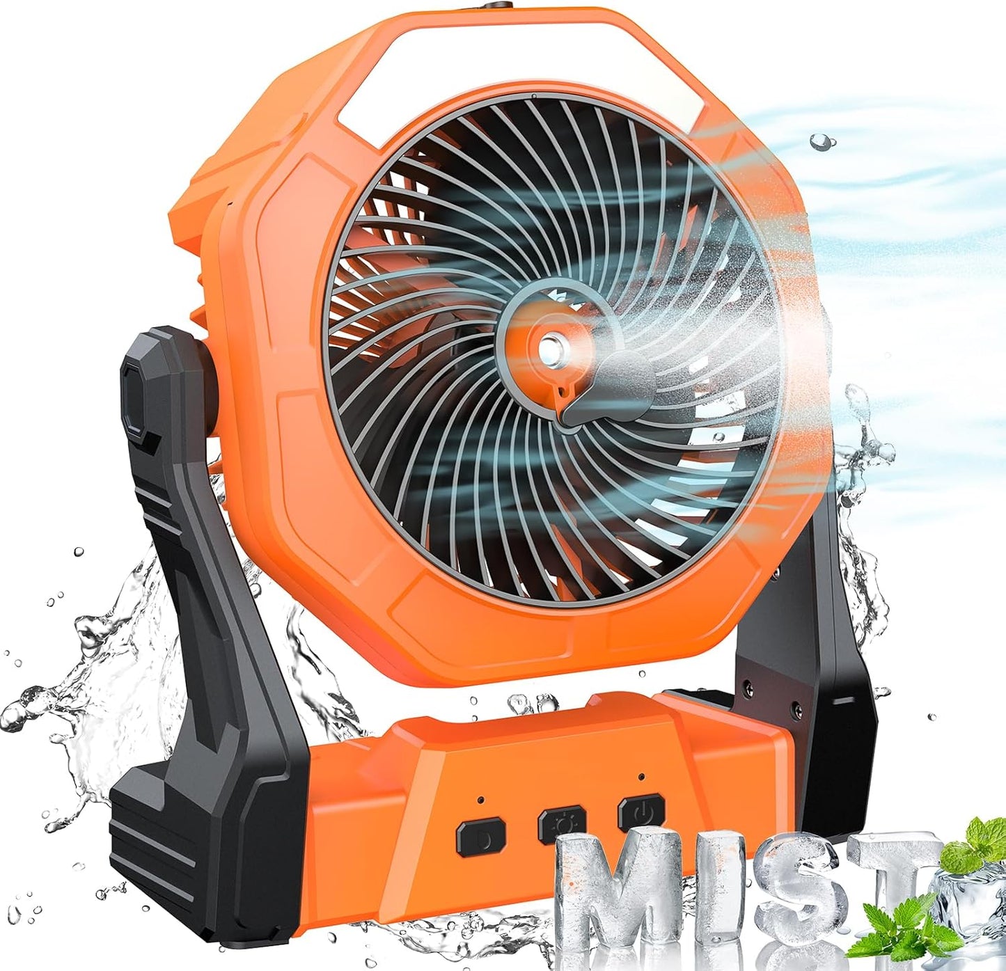 Ausic Portable Misting Fan for Outdoor Cooling, [16-65Hrs] Battery Powered Mist Fans with Water Misters & LED Lantern, 8-Inch, 250mL Tank, for Patios, Home, Outside, Camping, Outdoor&Indoor Use