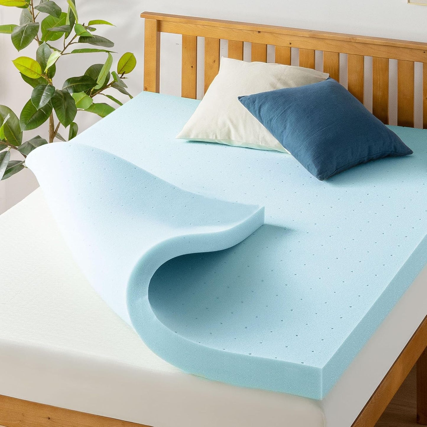 Best Price Mattress 1.5 Inch Ventilated Memory Foam Mattress Topper, Cooling Gel Infusion, CertiPUR-US Certified, Dorm Essentials, Queen