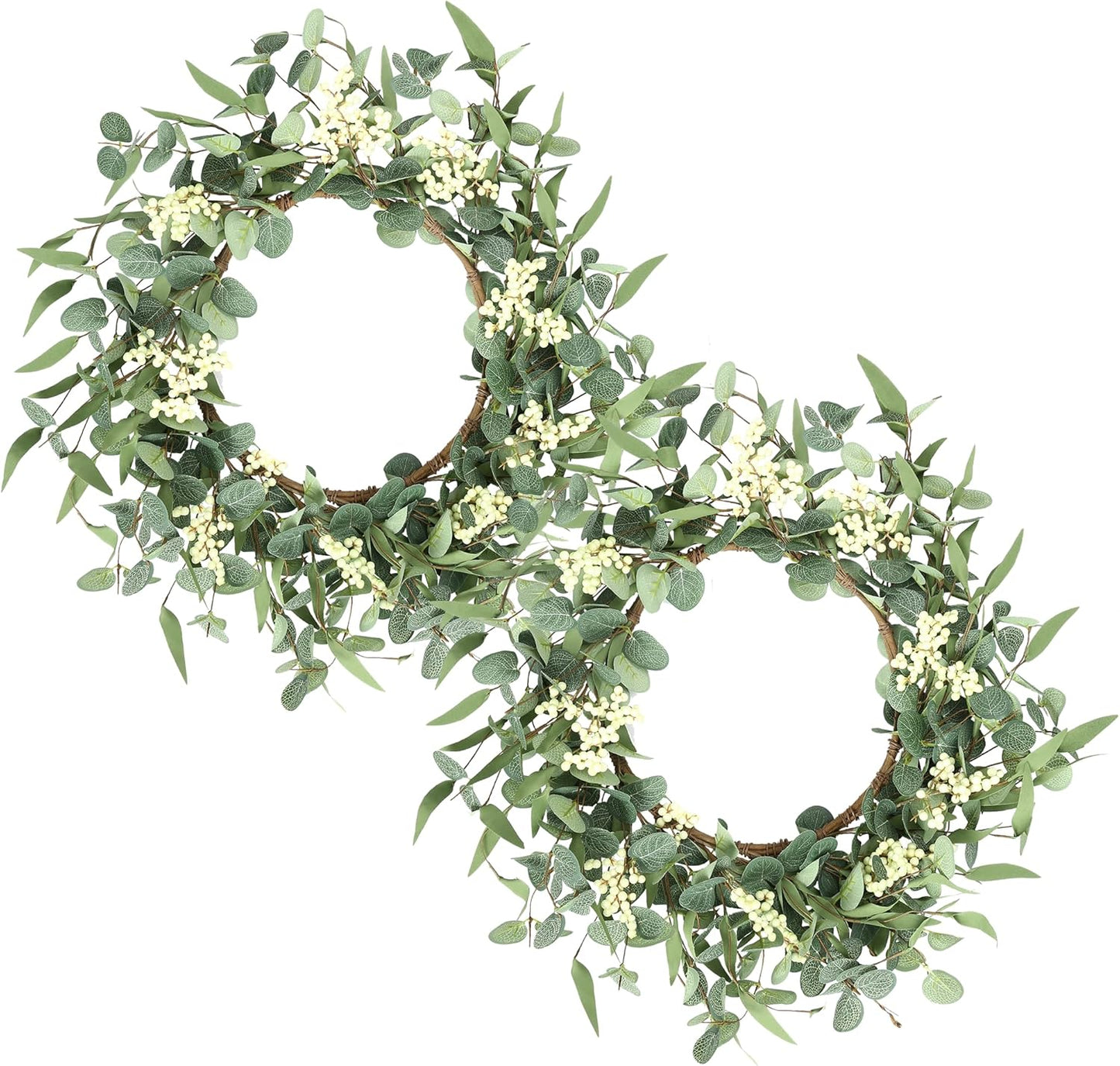 Pinkpum 20'' Eucalyptus Wreath for Front Door, Porch, Window - Green Decor for Home, Farmhouse - Spring, Summer, Fall, All Seasons