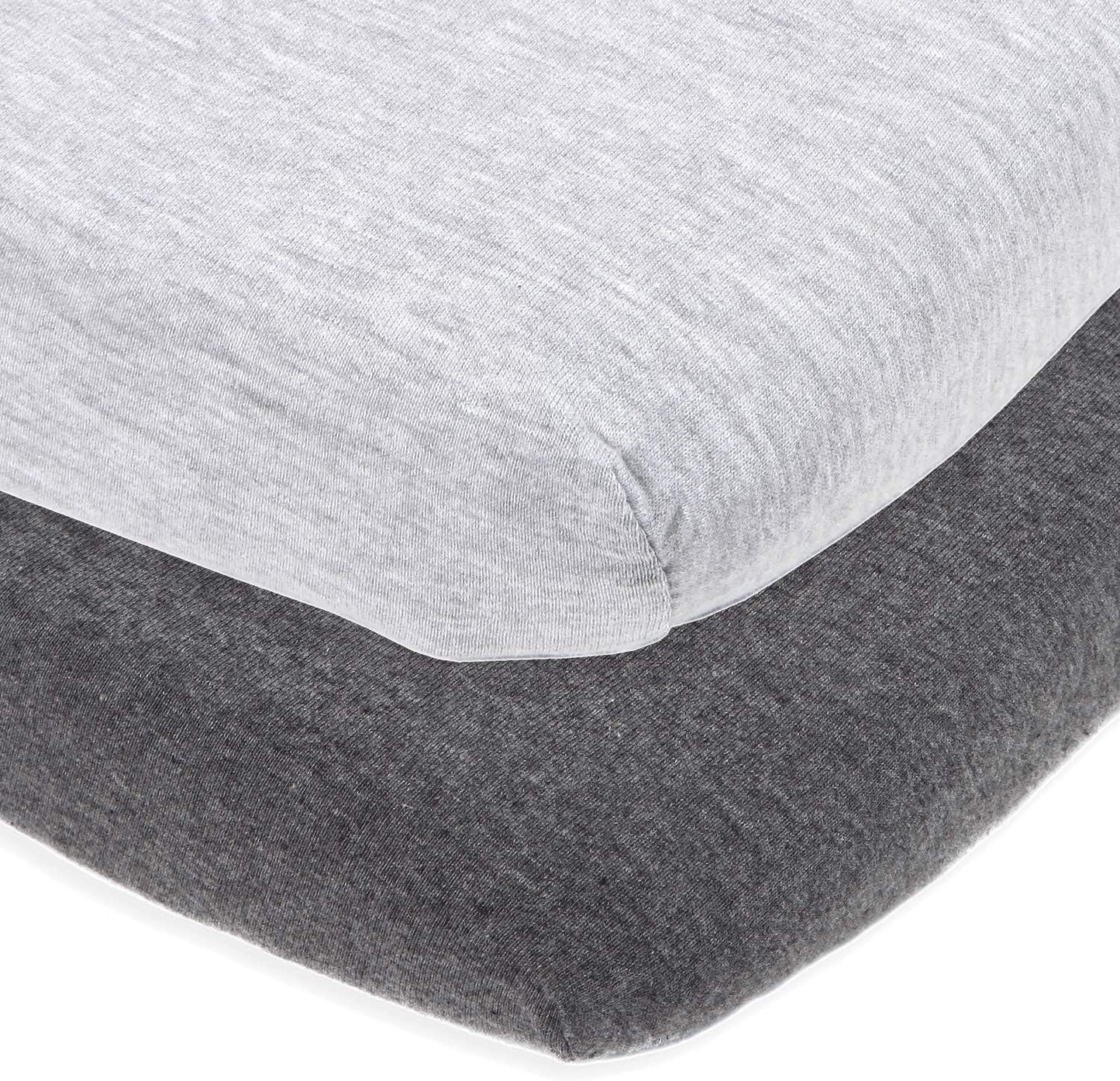 Cuddly Cubs Pack n Play Sheets | 2 Pack Playard Sheet for Baby Girl and Boy | Pure Jersey Cotton Unisex Mini Portable Crib Sheets | Sheep and Stripe in Grey | Compatible with Graco Pack and Play