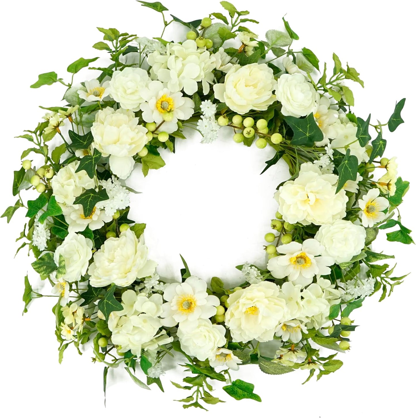 22 inch Spring Summer Wreath Tulip Wreath for Front Door with Purple Tassels, Eucalyptus Leaves, Ferns, Butterflies for Indoor Outdoor wall Festival Home Farmhouse Wedding Decor