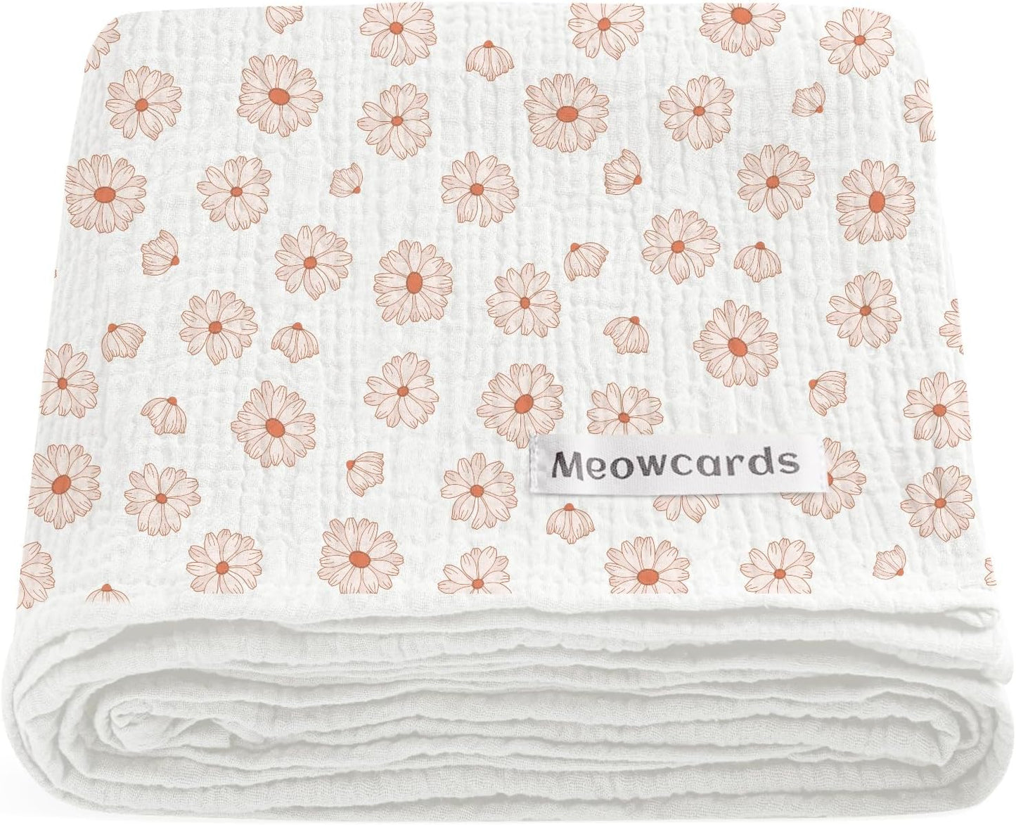 Muslin Ruffled Baby Blanket, Extra Large 52 x 52 Inches, Soft Breathable Cotton Crib Blanket for Newborn Infant Toddler (Hoppy Dreams-Ruffled, Printed)