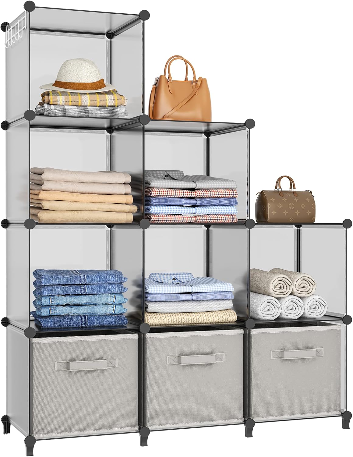 HOMIDEC Closet Organizers and Storage, 16 Cube Storage Organizer, Closet Organizer Bookshelf Cubes Shelves for Clothes, Bedroom, Kids Room, Bathroom, Wardrobe, Garment Racks, White