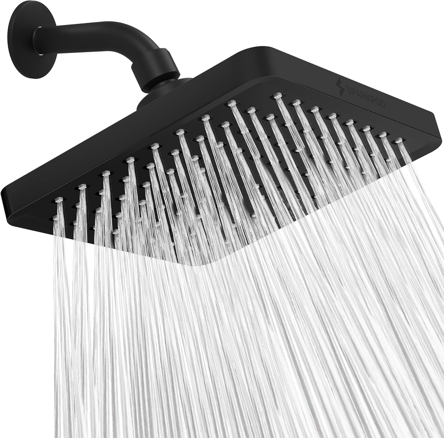 SparkPod Shower Head - High Pressure Rain - Premium Quality Luxury Design - Easy Clean Adjustable Replacement for Your Bathroom Shower Heads (Luxury Polished Chrome, 6 Inch Round)
