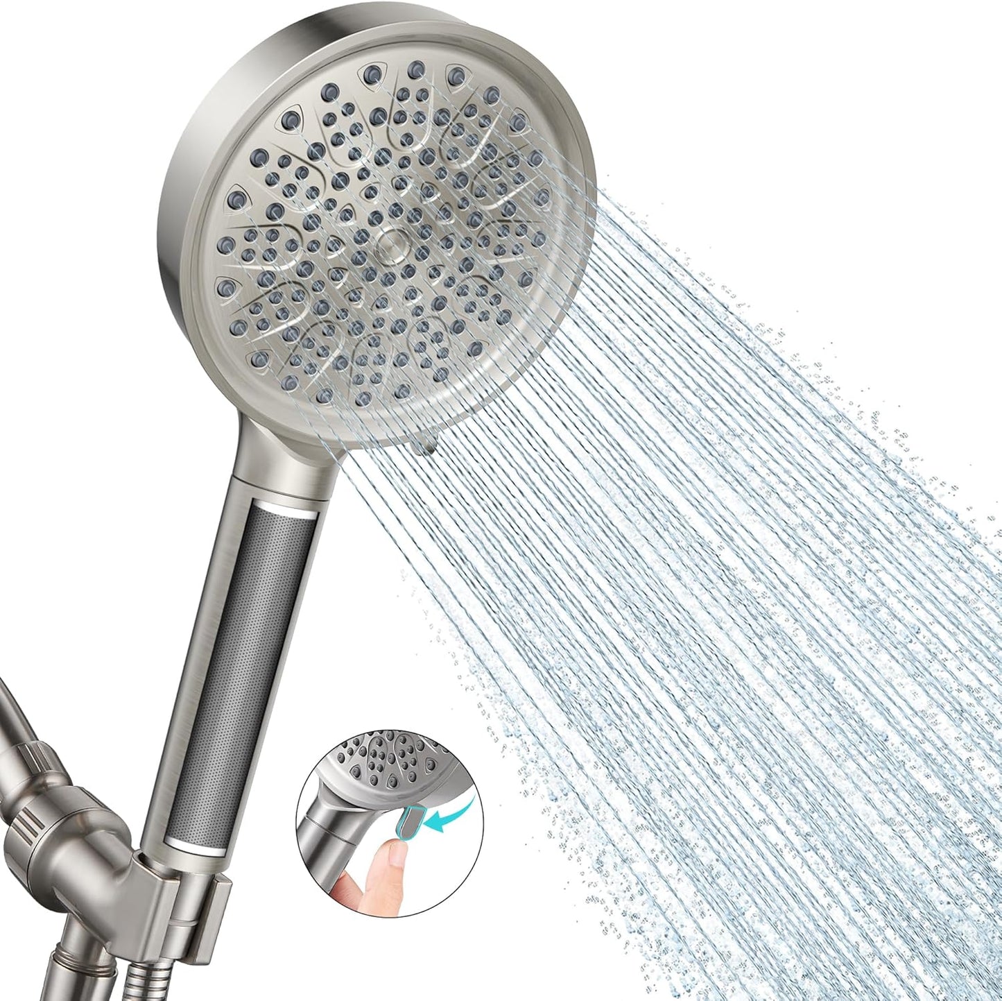 Cobbe Filtered Shower Head with Handheld, High Pressure 6 Spray Mode Showerhead with Filters, Water Softener Filters Beads for Hard Water - Remove Chlorine - Reduces Dry Itchy Skin, Chrome