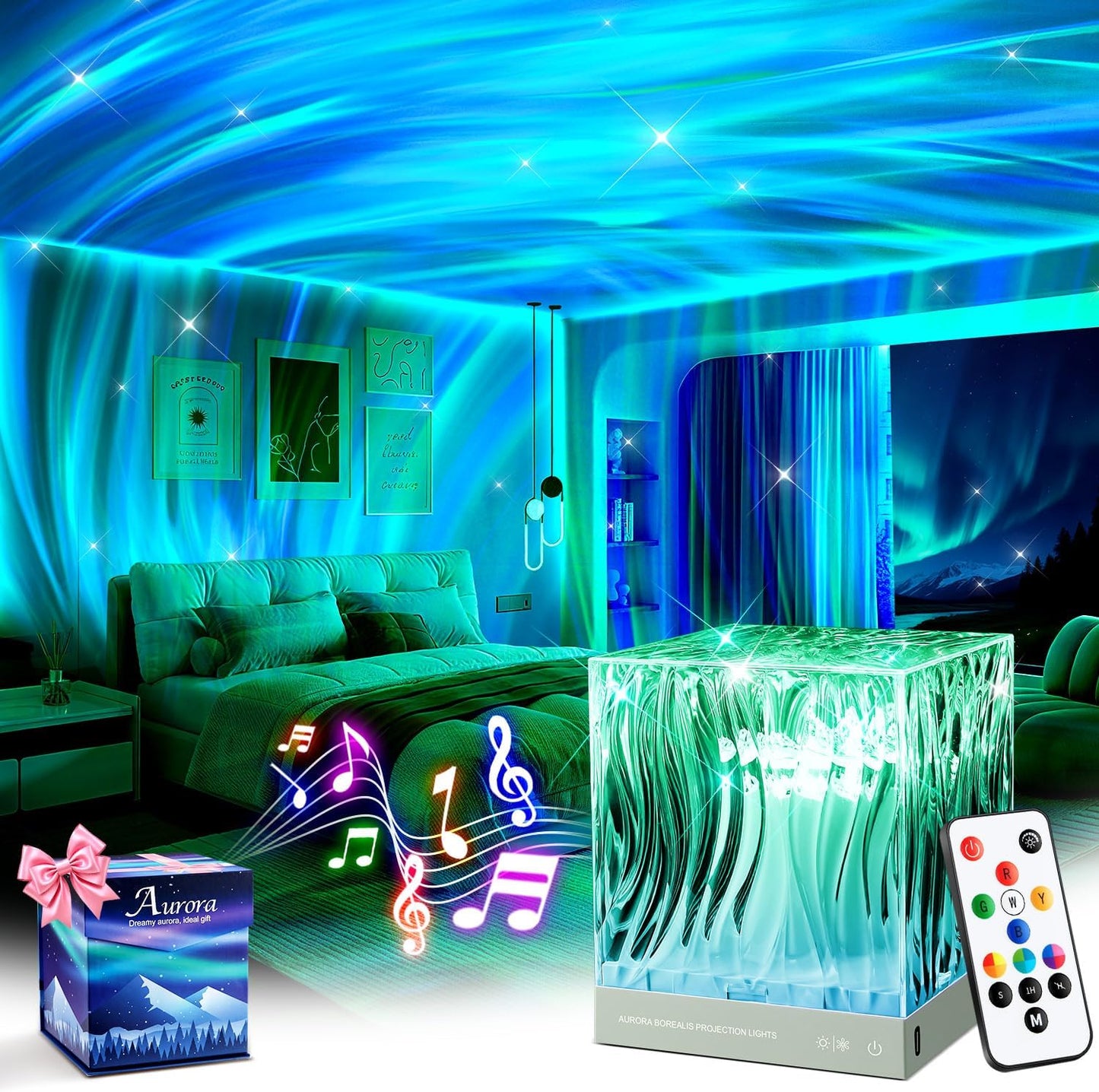 Ambient Lighting, 216 Modes Mood Lighting, 3-in-1 Sunset Lamp & Ocean Lamp & Northern Lights Projector with Remote, Room Lights for Bedroom,Gifts for Teenage Girls,13 Year Old Girl Gifts