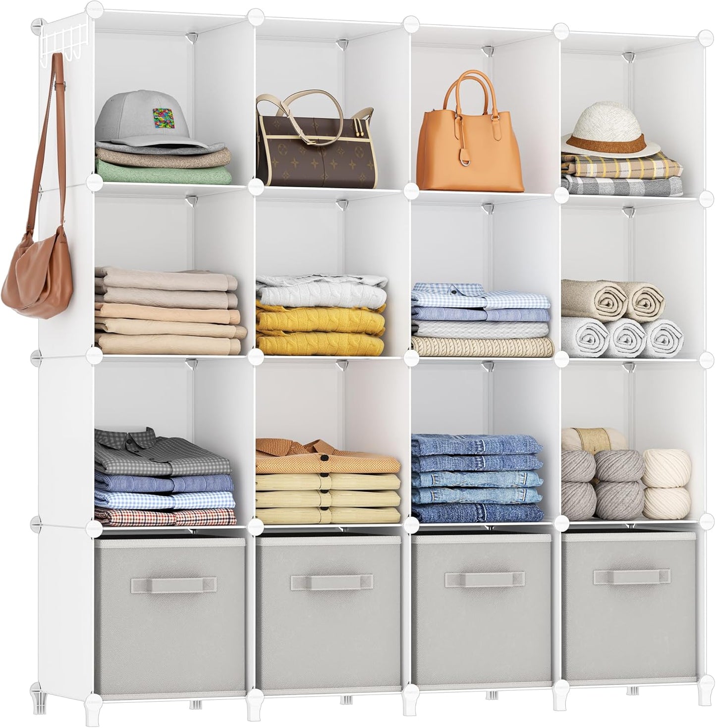 HOMIDEC Closet Organizers and Storage, 9 Cube Storage Organizer, Portable Closet Organizer Cubes Shelves for Clothes, Bedroom, Kids Room, Bathroom, Wardrobe, Garment Racks, Black