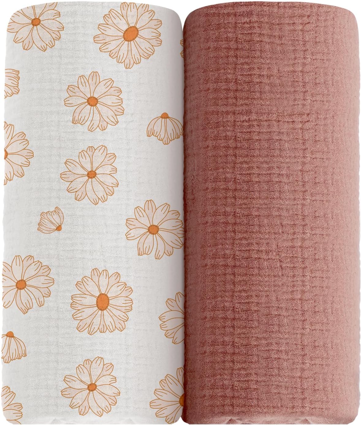 Muslin Ruffled Baby Blanket, Extra Large 52 x 52 Inches, Soft Breathable Cotton Crib Blanket for Newborn Infant Toddler (Hoppy Dreams-Ruffled, Printed)