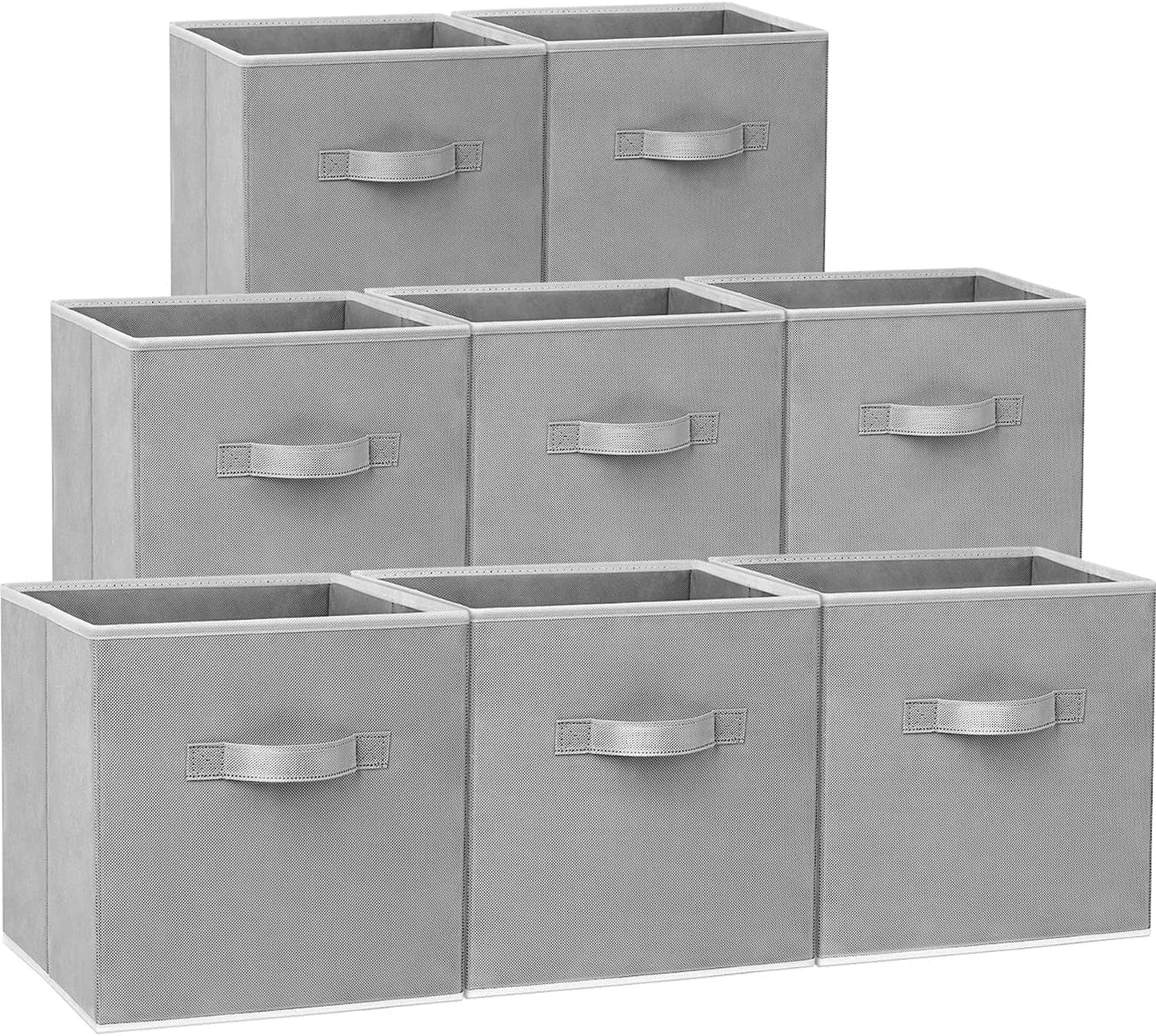 Criusia Storage Cubes - 11 Inch Heavy Duty Fabric Storage Bins for Shelves Closet Cube Organizer - 8 Pack Collapsible Cube Storage Bins Baskets for Clothes Blankets Toys - Nursery Organization (Beige)