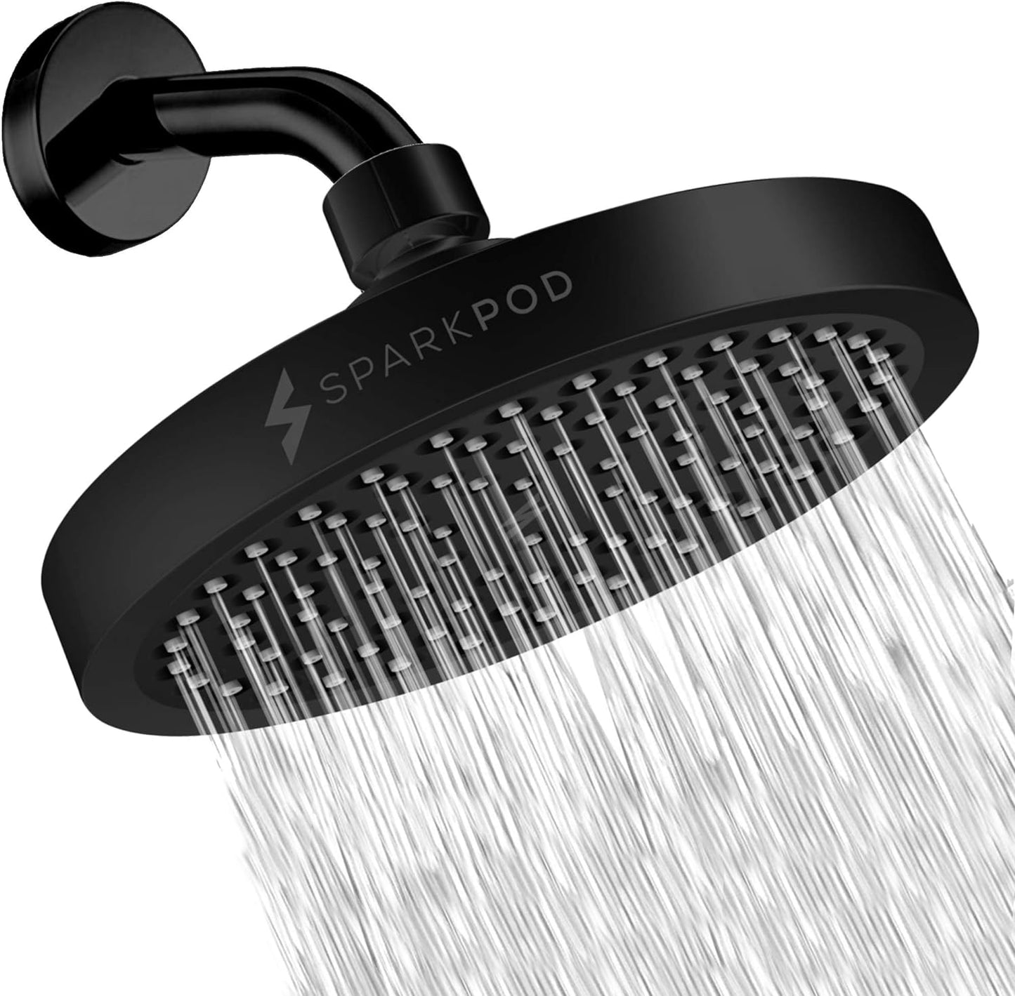 SparkPod Shower Head - High Pressure Rain - Premium Quality Luxury Design - Easy Clean Adjustable Replacement for Your Bathroom Shower Heads (Luxury Polished Chrome, 6 Inch Round)