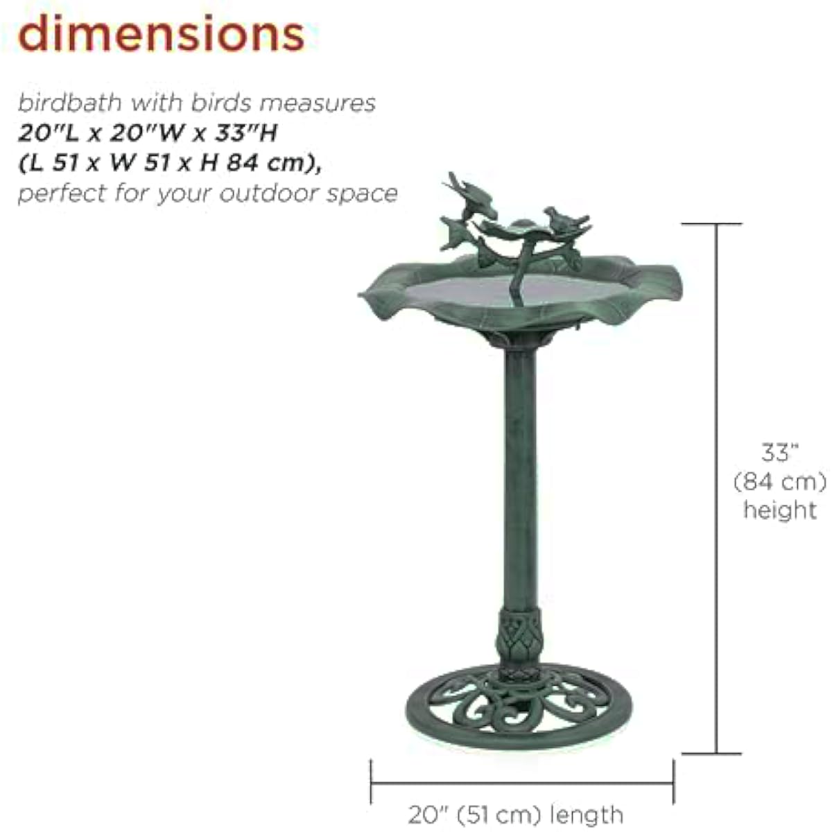 Alpine Corporation 33" Tall Outdoor Lotus Birdbath Yard Statue, Stunning Garden Accent to Attract Birds - Durable Polypropylene Construction for Patio, Deck, or Yard, Green