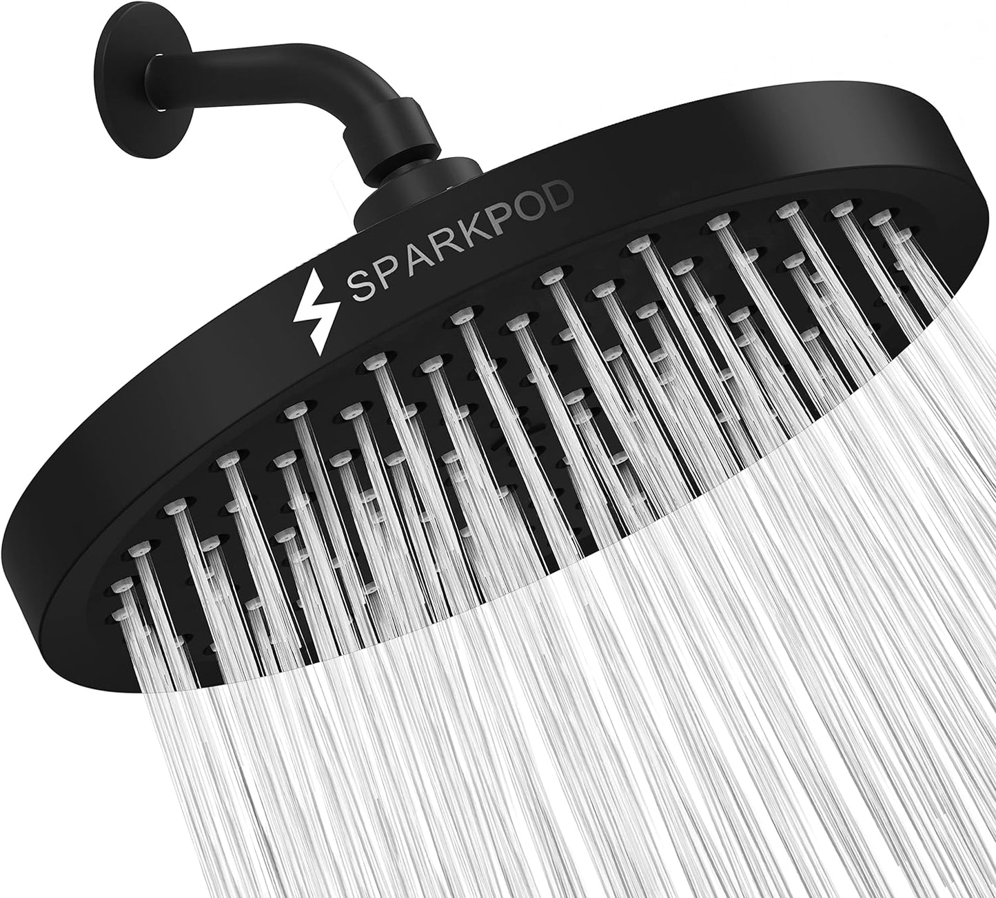 SparkPod Shower Head - High Pressure Rain - Premium Quality Luxury Design - Easy Clean Adjustable Replacement for Your Bathroom Shower Heads (Luxury Polished Chrome, 6 Inch Round)