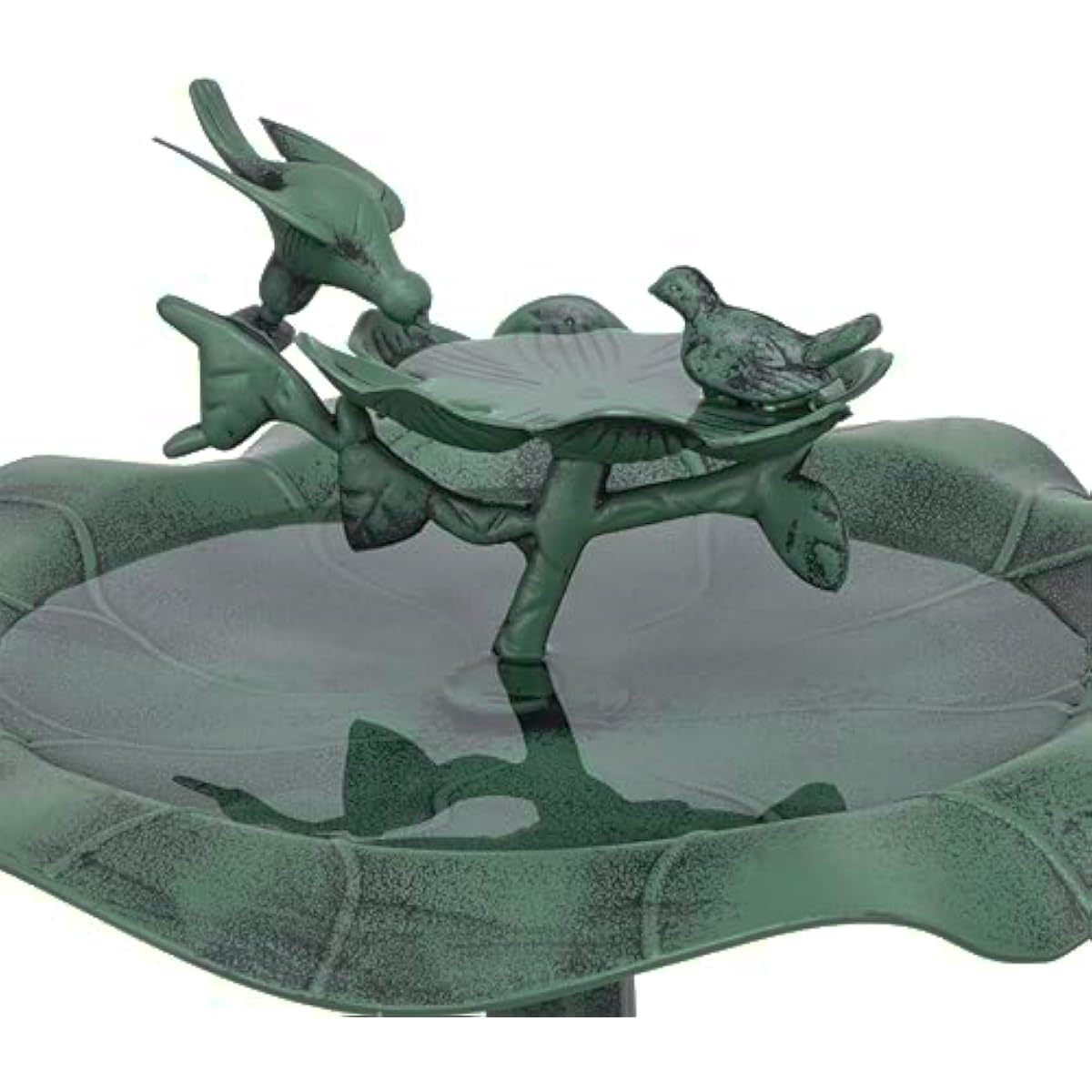 Alpine Corporation 33" Tall Outdoor Lotus Birdbath Yard Statue, Stunning Garden Accent to Attract Birds - Durable Polypropylene Construction for Patio, Deck, or Yard, Green