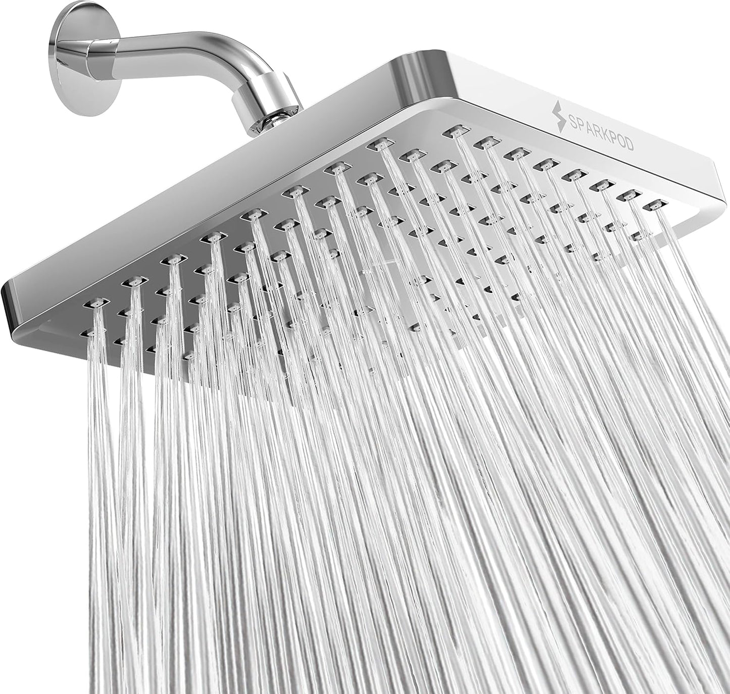 SparkPod Shower Head - High Pressure Rain - Premium Quality Luxury Design - Easy Clean Adjustable Replacement for Your Bathroom Shower Heads (Luxury Polished Chrome, 6 Inch Round)