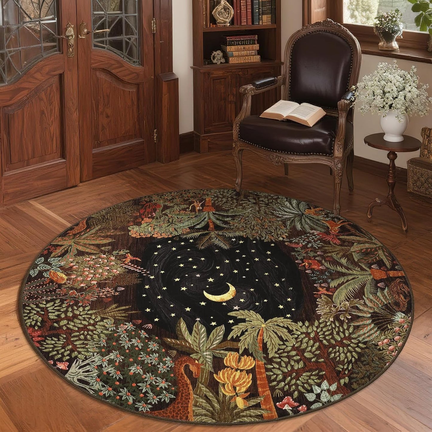 GarveeHome 4x6 Washable Area Rug for Kids Room, Jungle Animal Soft Bedroom Rug Non Slip Low Pile Small Carpet Stain Resistant Throw Rug for Bedside Playroom Classroom Office Dining Room