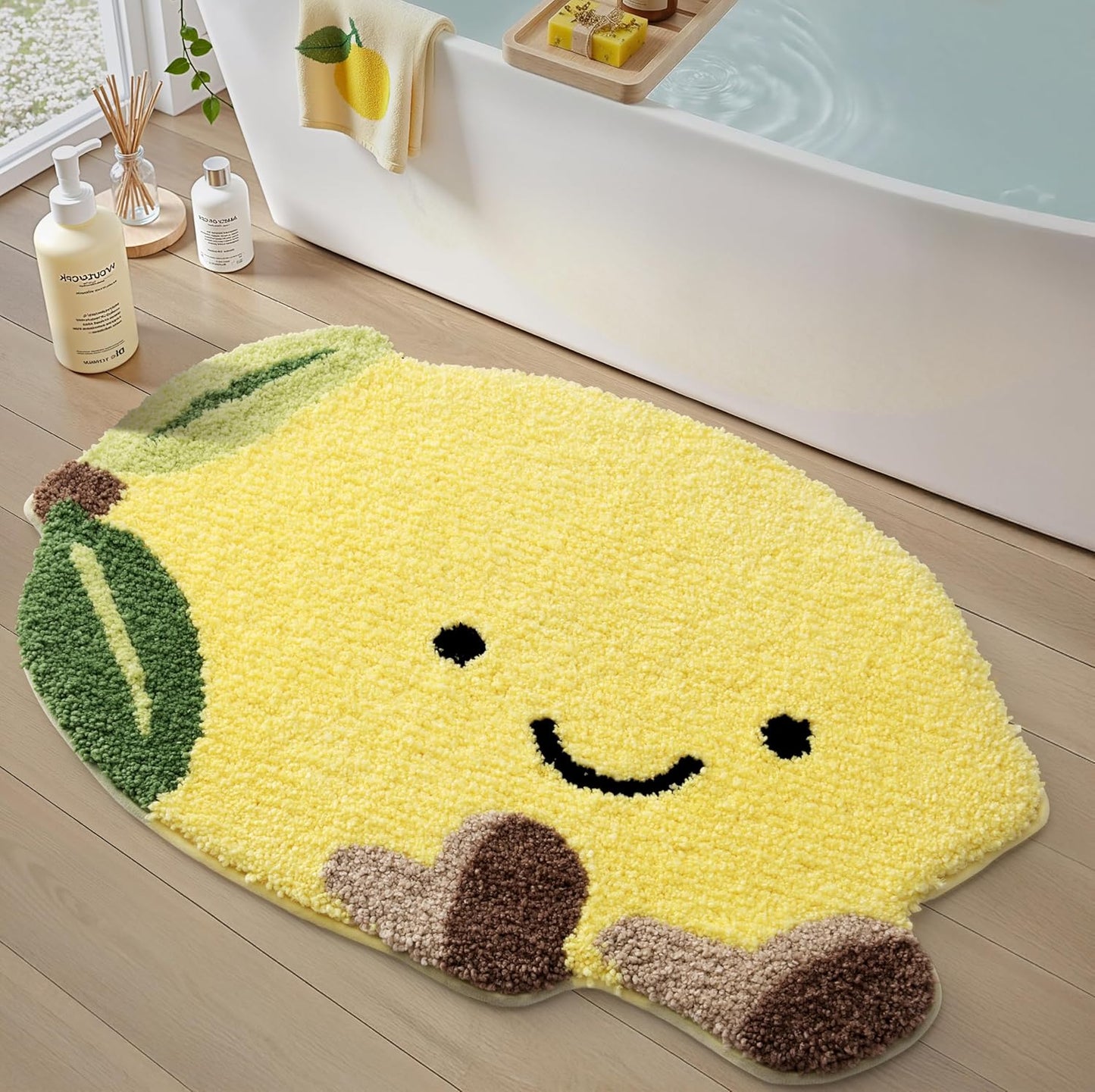 LUMI Cute Bathroom Rugs with Green Leaf Plant, Soft, Fluffy, Plush, Absorbent, Quick Dry, Non Slip, Machine Washable for Shower Floor, Bathroom, Bedroom, Kids Room, 31.5"x47", Monstera