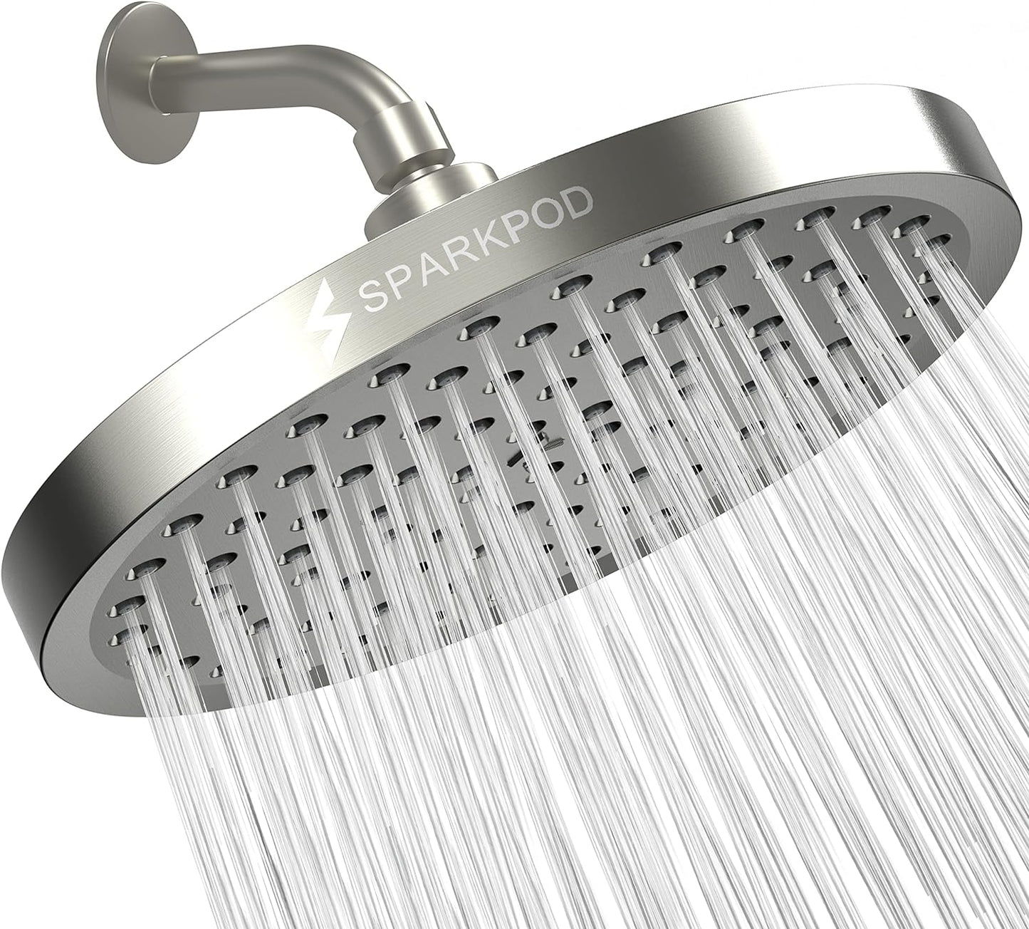 SparkPod Shower Head - High Pressure Rain - Premium Quality Luxury Design - Easy Clean Adjustable Replacement for Your Bathroom Shower Heads (Luxury Polished Chrome, 6 Inch Round)