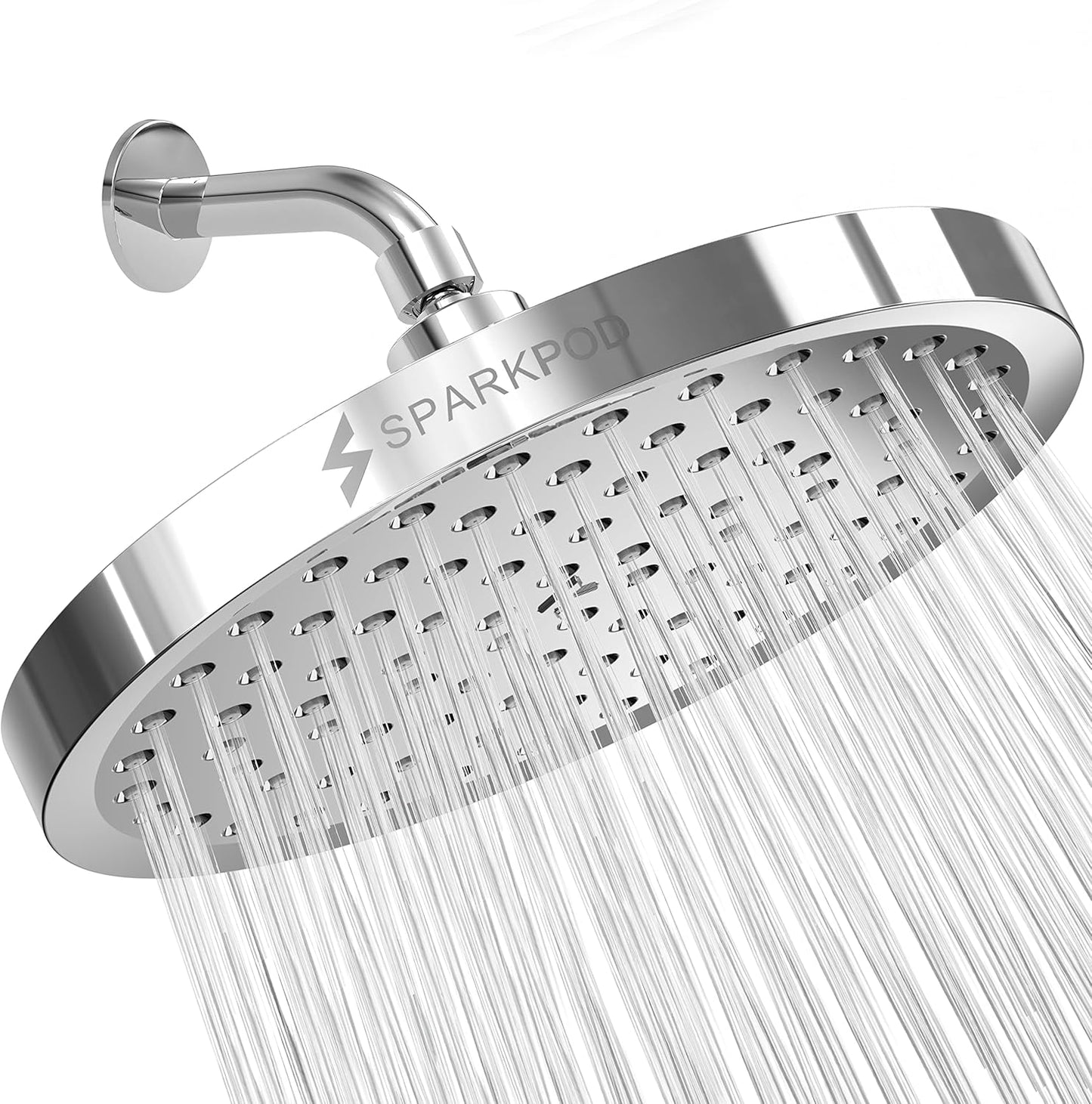 SparkPod Shower Head - High Pressure Rain - Premium Quality Luxury Design - Easy Clean Adjustable Replacement for Your Bathroom Shower Heads (Luxury Polished Chrome, 6 Inch Round)