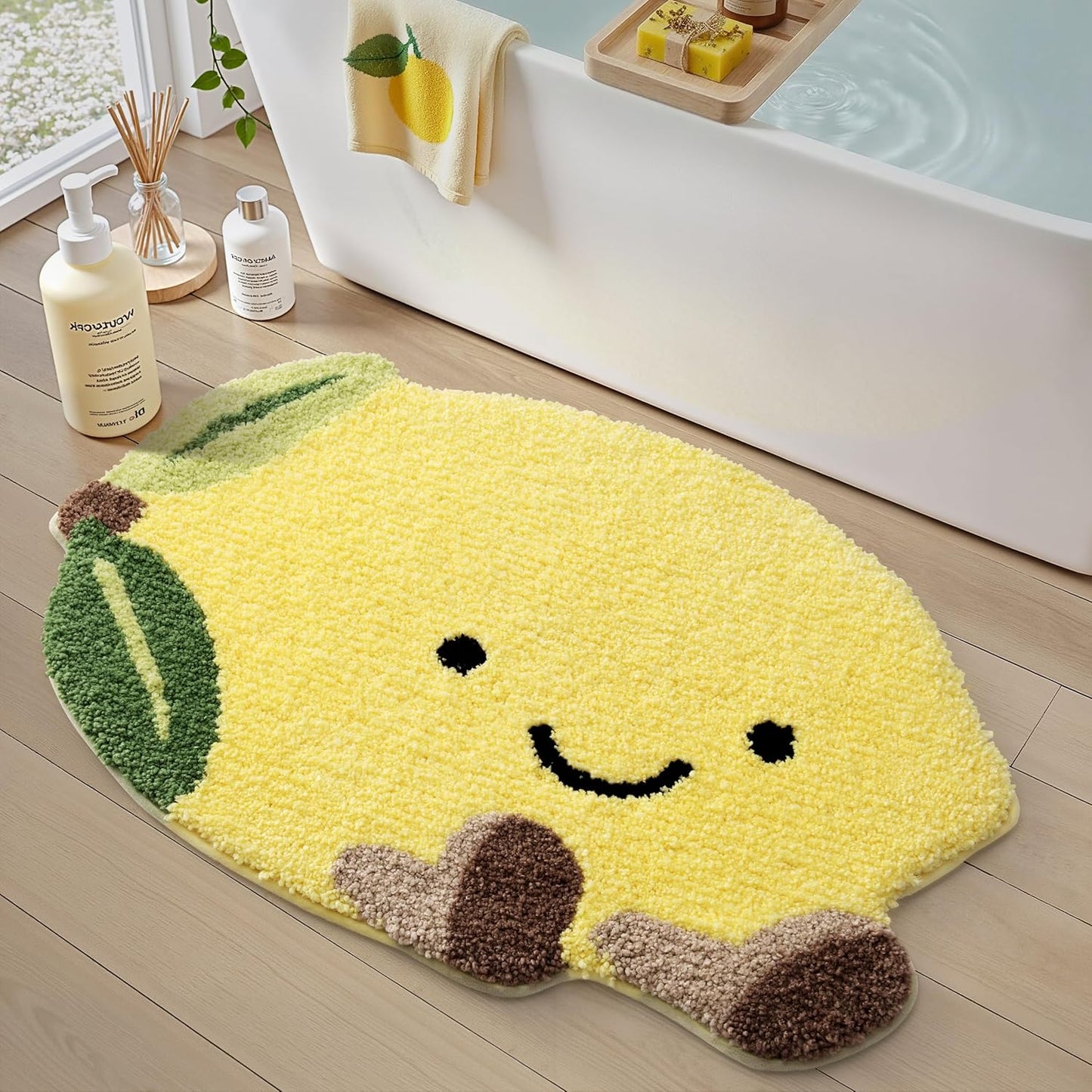 LUMI Cute Bathroom Rugs with Green Leaf Plant, Soft, Fluffy, Plush, Absorbent, Quick Dry, Non Slip, Machine Washable for Shower Floor, Bathroom, Bedroom, Kids Room, 31.5"x47", Monstera