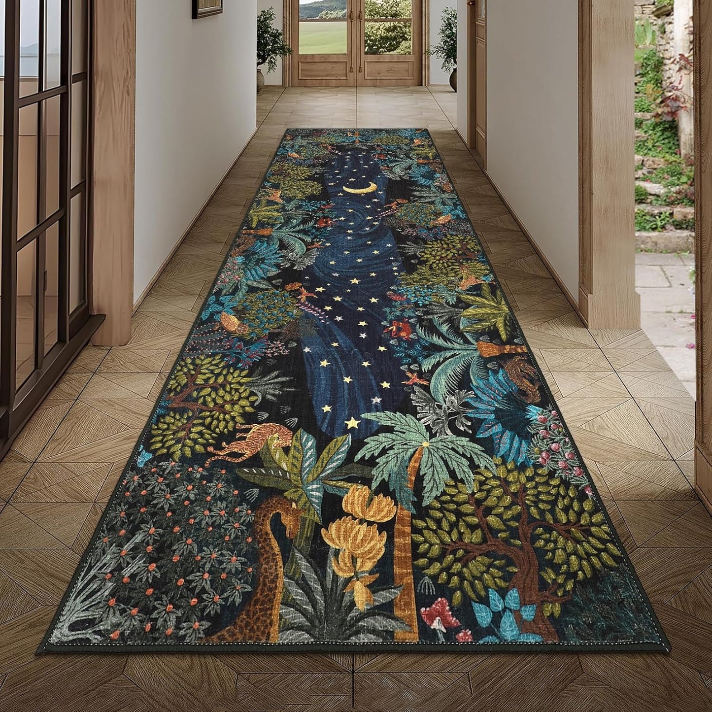 GarveeHome 4x6 Washable Area Rug for Kids Room, Jungle Animal Soft Bedroom Rug Non Slip Low Pile Small Carpet Stain Resistant Throw Rug for Bedside Playroom Classroom Office Dining Room