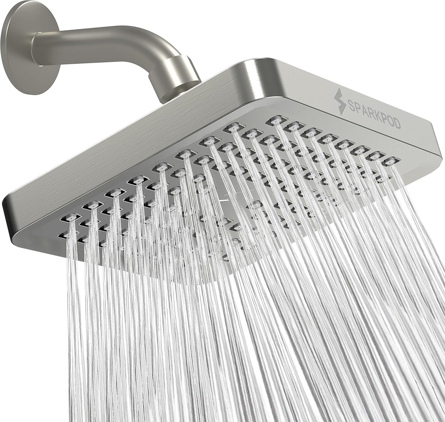 SparkPod Shower Head - High Pressure Rain - Premium Quality Luxury Design - Easy Clean Adjustable Replacement for Your Bathroom Shower Heads (Luxury Polished Chrome, 6 Inch Round)