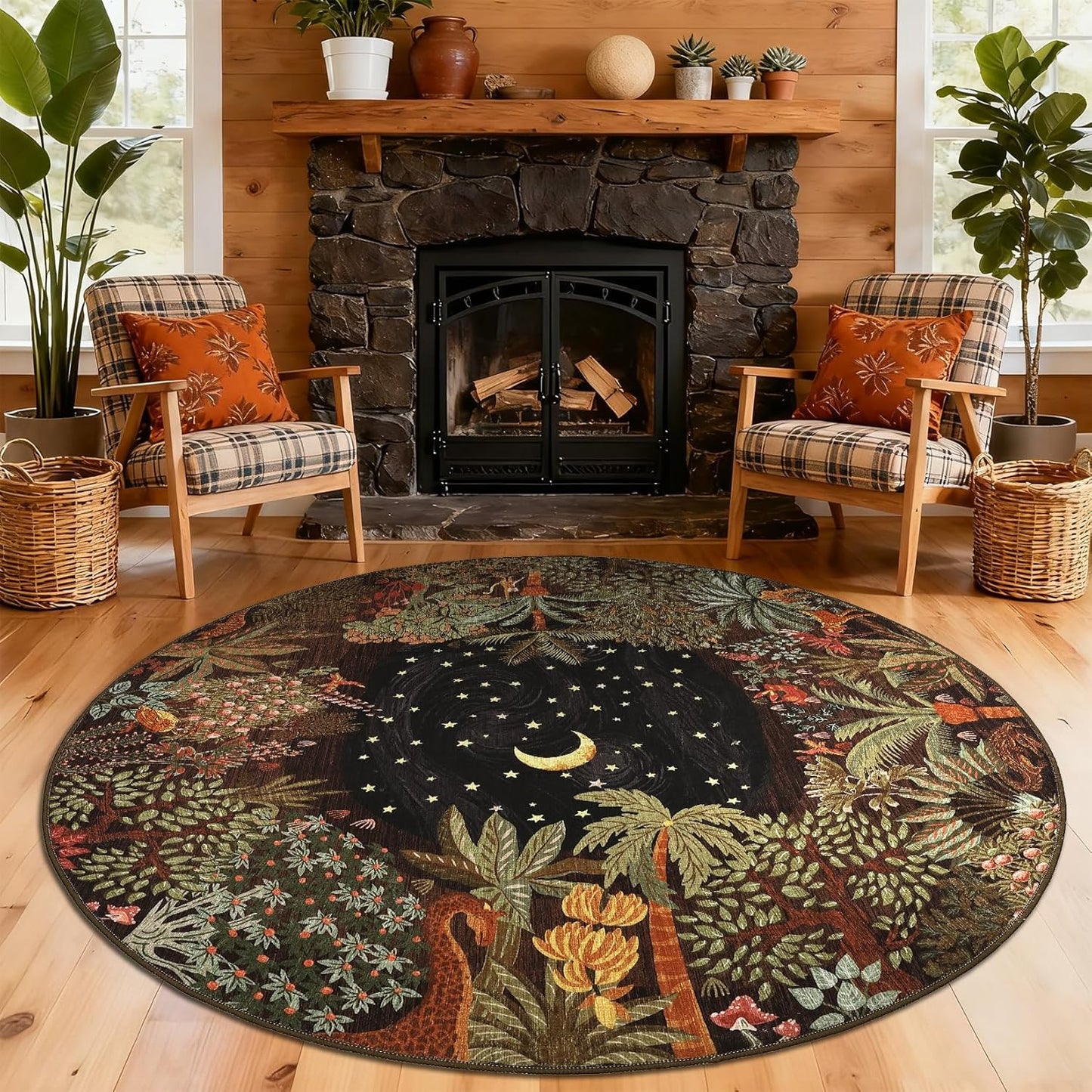 GarveeHome 4x6 Washable Area Rug for Kids Room, Jungle Animal Soft Bedroom Rug Non Slip Low Pile Small Carpet Stain Resistant Throw Rug for Bedside Playroom Classroom Office Dining Room