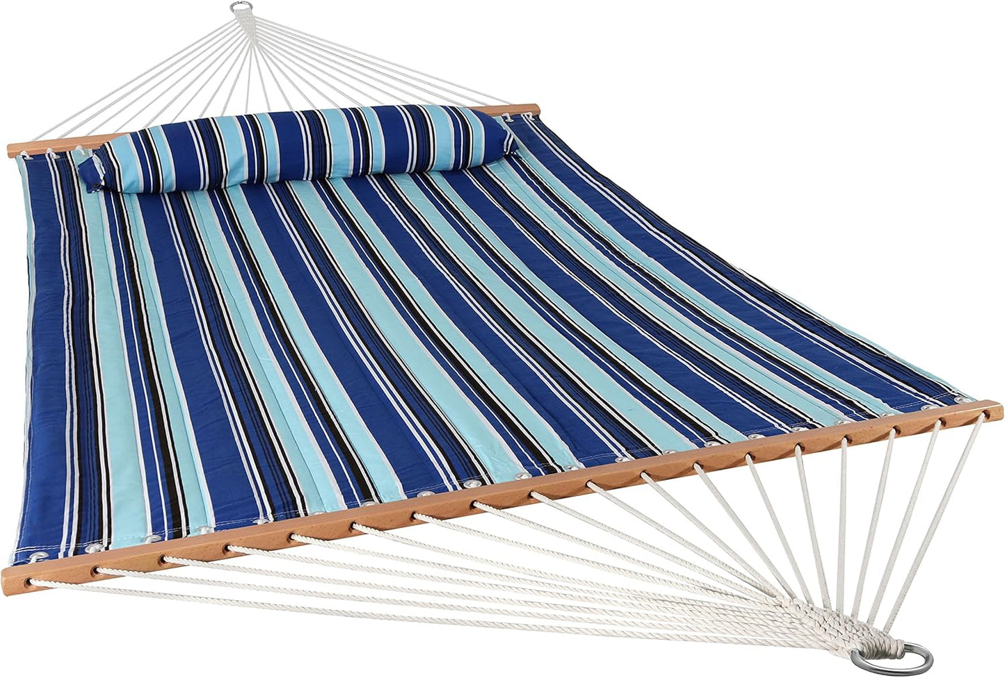 Sunnydaze Quilted Outdoor Hammock with Spreader Bars - Heavy-Duty 450-Pound Capacity Double Hammock for Outside - Mountainside