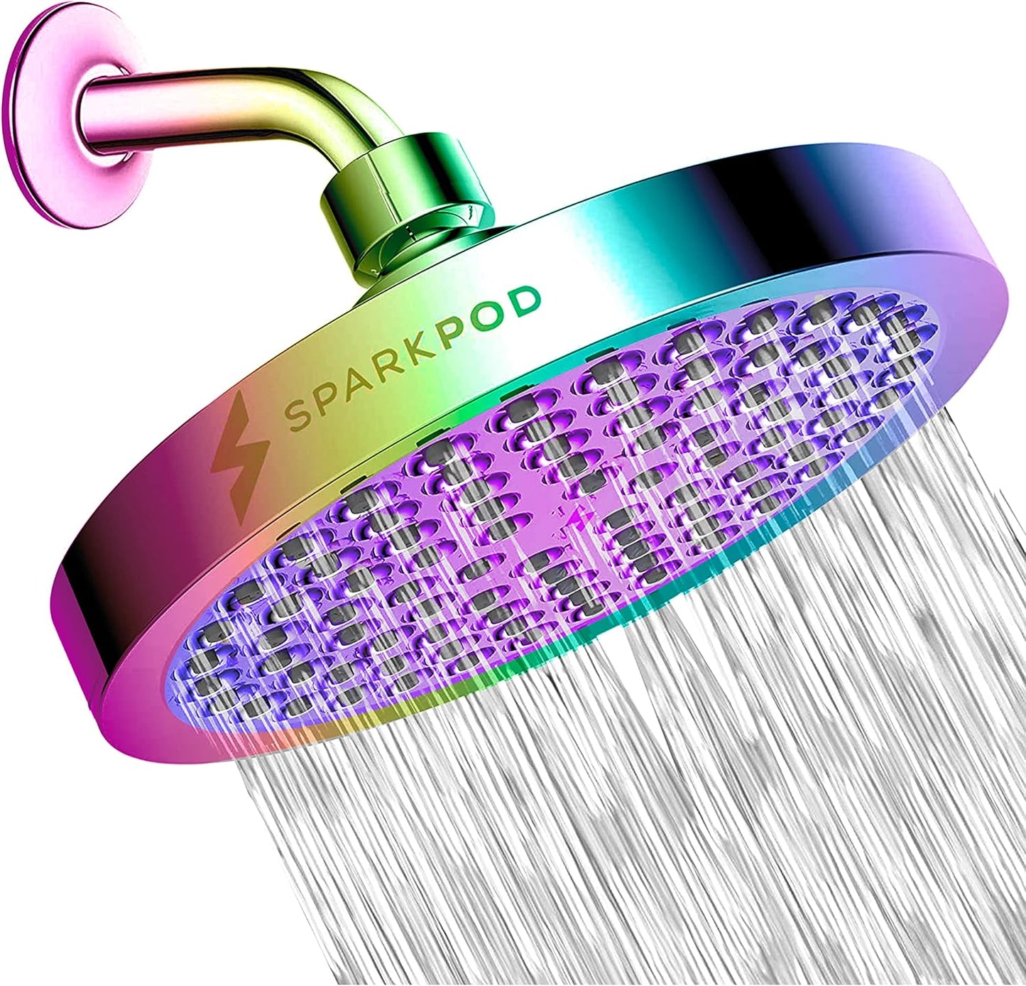 SparkPod Shower Head - High Pressure Rain - Premium Quality Luxury Design - Easy Clean Adjustable Replacement for Your Bathroom Shower Heads (Luxury Polished Chrome, 6 Inch Round)