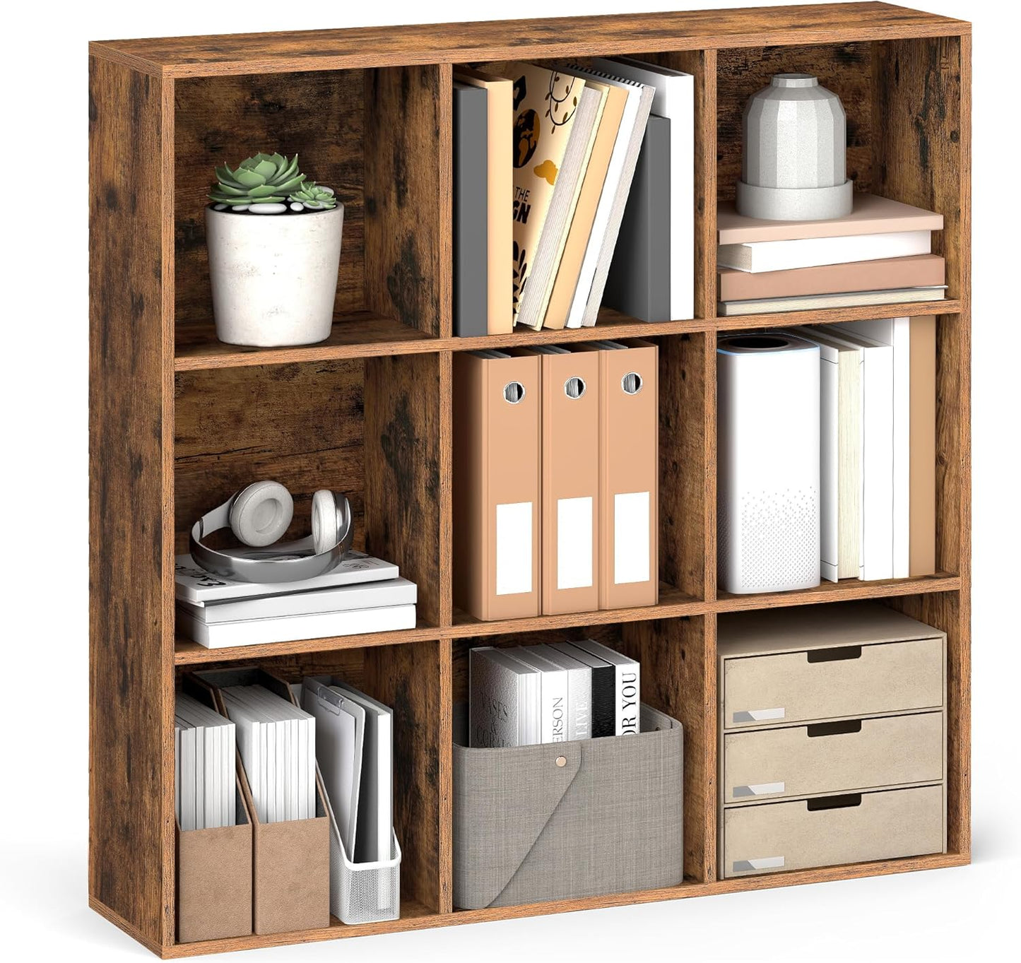 VASAGLE Bookcase, Bookshelf, Freestanding Storage Unit, 8 Open Compartments, Used Horizontally, Vertically, Upside Down, 11 x 35.4 x 39.4 Inches, for Living Room, Study, Office, Cloud White ULBC55WT