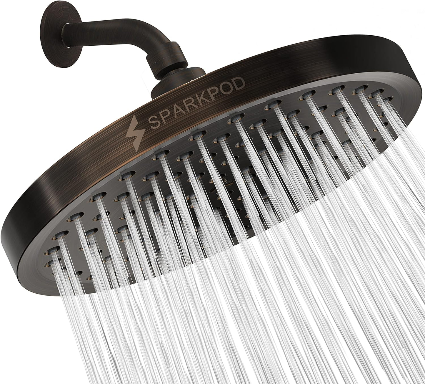 SparkPod Shower Head - High Pressure Rain - Premium Quality Luxury Design - Easy Clean Adjustable Replacement for Your Bathroom Shower Heads (Luxury Polished Chrome, 6 Inch Round)