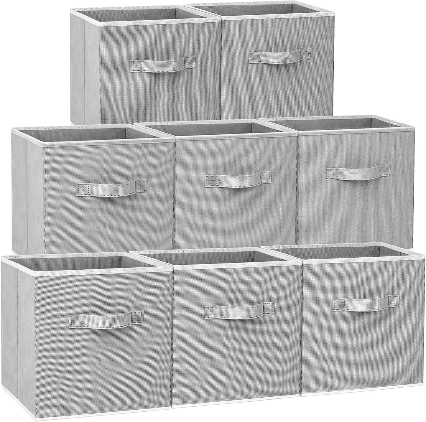 Criusia Storage Cubes - 11 Inch Heavy Duty Fabric Storage Bins for Shelves Closet Cube Organizer - 8 Pack Collapsible Cube Storage Bins Baskets for Clothes Blankets Toys - Nursery Organization (Beige)